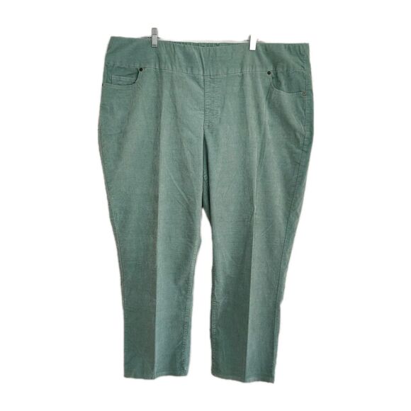 Coldwater Creek Corduroy Pants Women's 22W Mint Green Straight Leg Elastic Waist - Picture 1 of 9